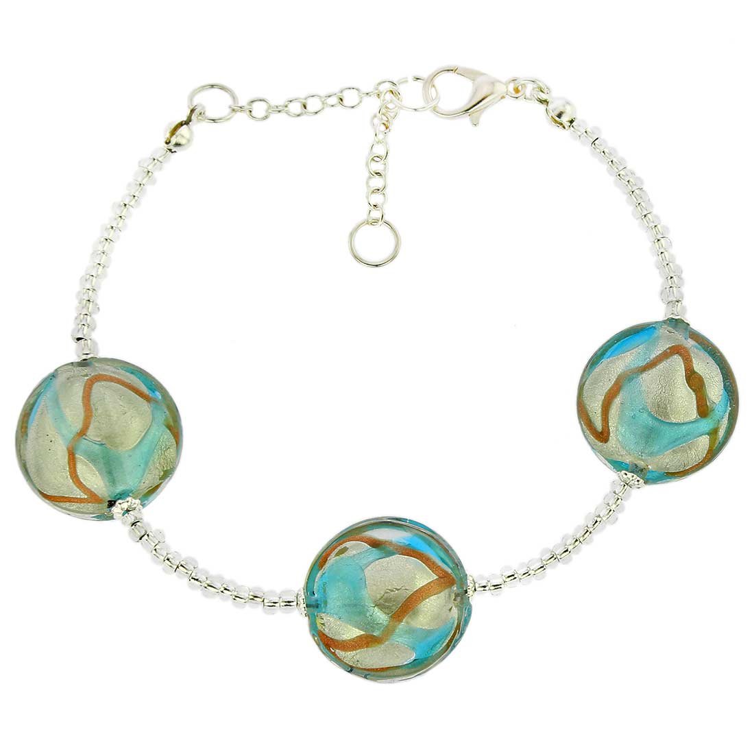 Glass Of Venice Murano Glass Royal Bracelet - Silver and Aqua