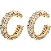 AnnBabic Ear Cuffs for Women - CZ Paved Hoop Conch Cuff Earrings for Men - Sparkle Rhinestones Clip On Wrap Earrings Non Pierced