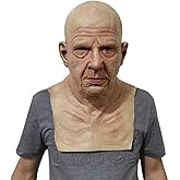 SCGHBK Realistic Old Man Mask Halloween Mask Scary Latex Old Man Grandpa Mask Halloween Wrinkle Face Mask