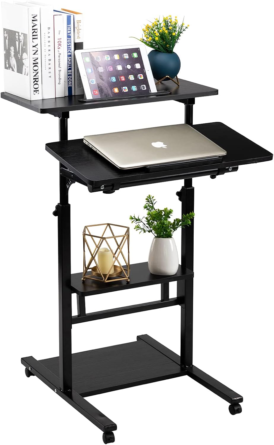 DOEWORKS Mobile Stand Up Desk, Height Adjustable Computer Work Station with Wheels, Rolling Presentation : Electronics