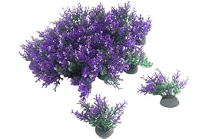 Smoothedo-Pets Aquarium Plants Fish Tank Decorations 20pcs Small Size/1inch Tall Plastic Artificial Plant Goldfish Waterscape Fish Hides Mini Grass Set (Purple)