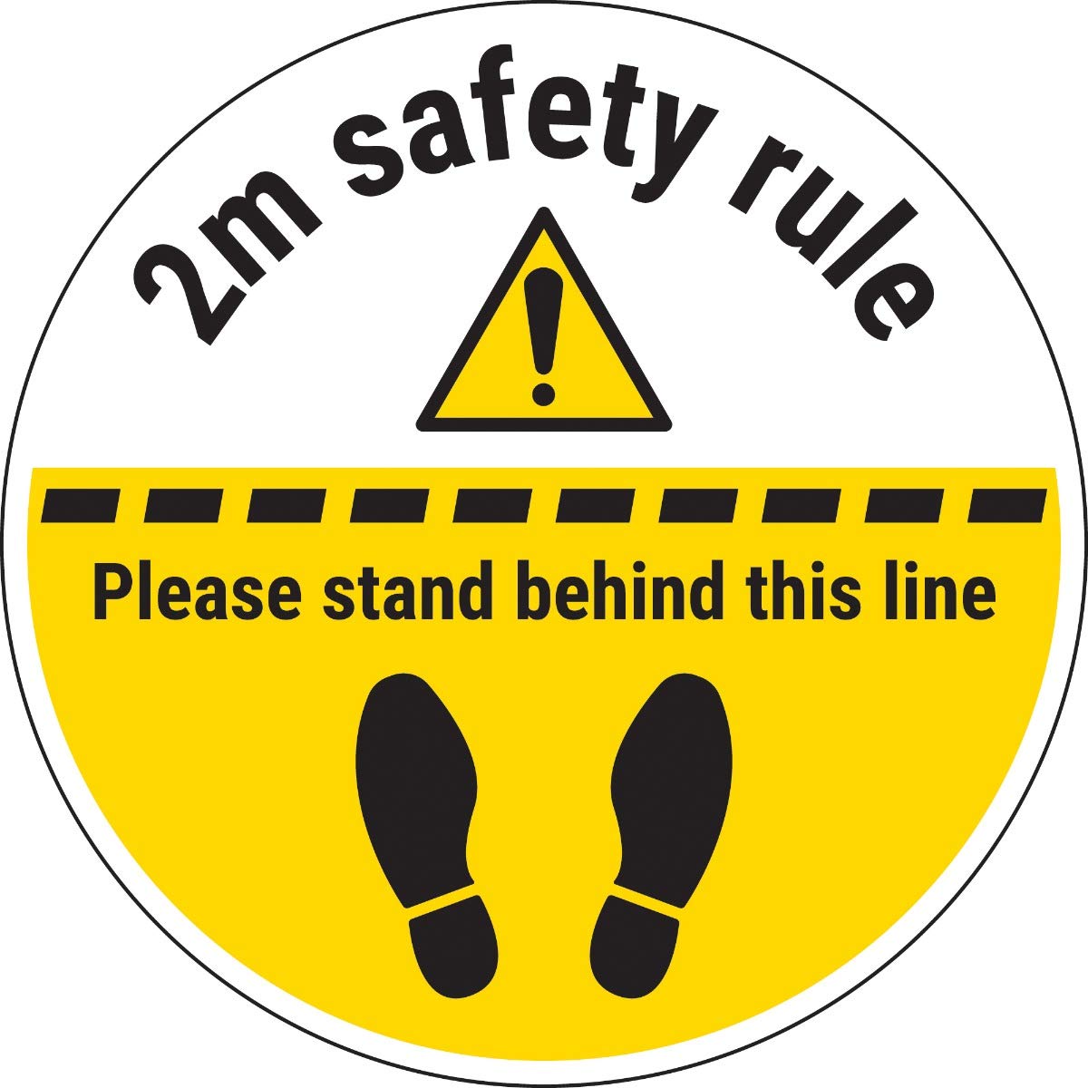 V Safety 2m Safety Rule - Stand Behind The Line - 300mm x 300mm - Self Adhesive Floor Sticker