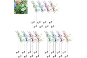 HIDENO Dragonfly Clip Bug Repellent, 2025 New Fake Dragon Fly Hat Clips, 3D Dragonfly Garden Stakes Decor, Realistic Humming Bird Stakes, Artificial Clip-On Fly Deterrent for Indoor Outdoors (24pcs)