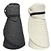Beautyer 2 Pack Women's Wide Brim Roll Up Floppy Beach Straw Sun Hat Visor Cap (Black & White)