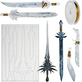 Nearockle Resin Molds with Golden Craft Wire, Atham Epoxy Resin Casting Silicone Molds, with 6 Different Shape DIY Resin Molds, Reusable Keychain, Decoration, Cosplay, Toy Epoxy Molds