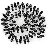 200pcs Czech 12mm Faceted Teardrop Briolette Crystal Glass Loose Beads Pendant Drop Spacer Bulk Jet Black for DIY Jewelry Making CCT2-23
