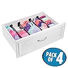 mDesign Adjustable, Expandable Drawer Organizer/Divider - Foam Ends, Strong Secure Hold, Locks in Place - for Bedroom, Bathroom, Closet, Office, Kitchen Drawer Storage - 2.5" - Pack of 4, Smoke Gray