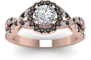 JewelryGift Choose Your Gemstone Entwined Halo Diamond CZ Ring rose gold plated Round Shape Halo Engagement Rings Minimal Modern Design Birthday Gift Wedding Gift US Size 4 to 12