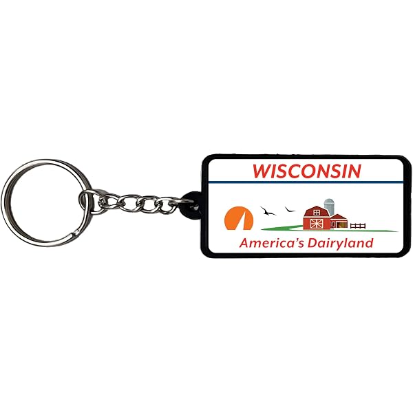 Wisconsin License Plate Souvenir Keychain – Ultra-Slim Metal, 2.5 X 1.25 Inches