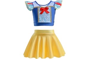 REXREII Girls Princess Swimsuits Two-Piece Tankini Set Beach Surf Birthday Swimming Party Bathing Suits Fancy Swimwear