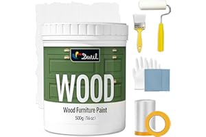 DWIL Matte Finish Furniture Paint - 16 Oz Wood Paint for Cabinets, Doors, Tables, and Dressers Refinishing - Water-Based, Non-Toxic & Odorless, Easy to Apply(White)-With Tools