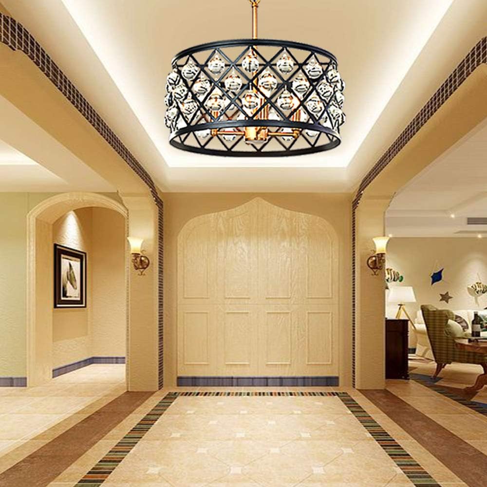 KARMIQI Crystal Chandelier Light Fixture 4-Light Ceiling Light, Bulbs Included, Vintage Modern Farmhouse Pendant Light for Dining Room Kitchen Island - - 