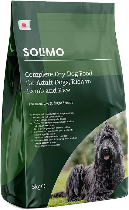 Marque Amazon Solimo Croquettes Complètes Pour Chien Adulte Riche En Agneau Et Riz 2 Packs De 5kg