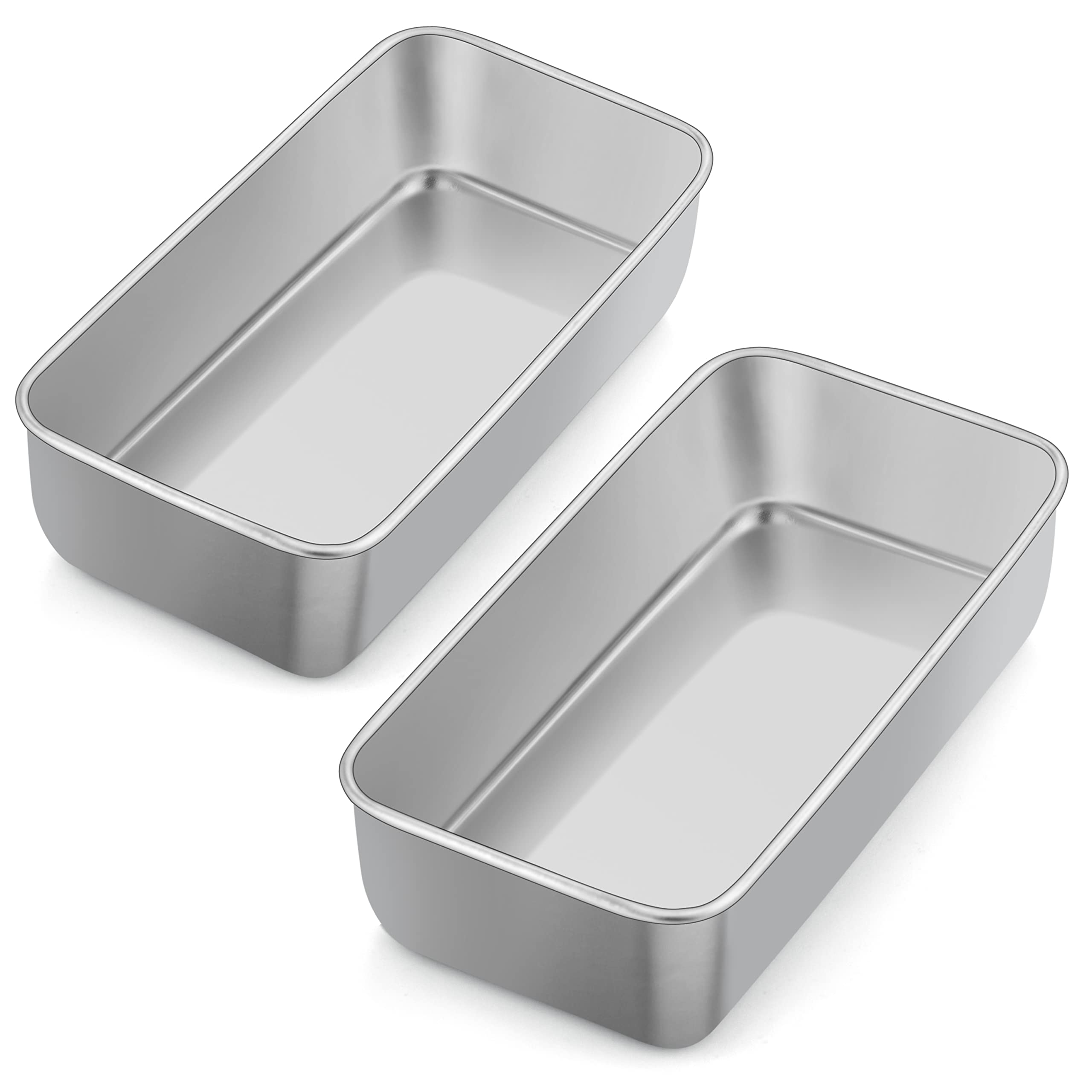 Herogo Loaf Tin, 2lb Stainless Steel Bread Tin for Baking Set of 2, Rectangular Metal Banana Bread Tin for Toast, Cake, Lasagna, Healthy & Non-Toxic, Oven & Dishwasher Safe, 23.5x12.5 cm
