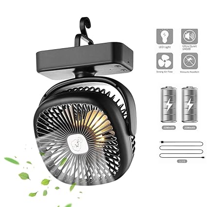 Amazon Com Lixada Camping Lantern With Tent Ceiling Fan 4400mah