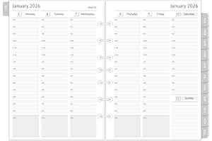 NEWESTOR 2026 Planner Refills for 3-Ring Mini Binder, Weekly and Monthly Appointment Book Inserts, Tabbed, 7 Holes, Classic/Size 4