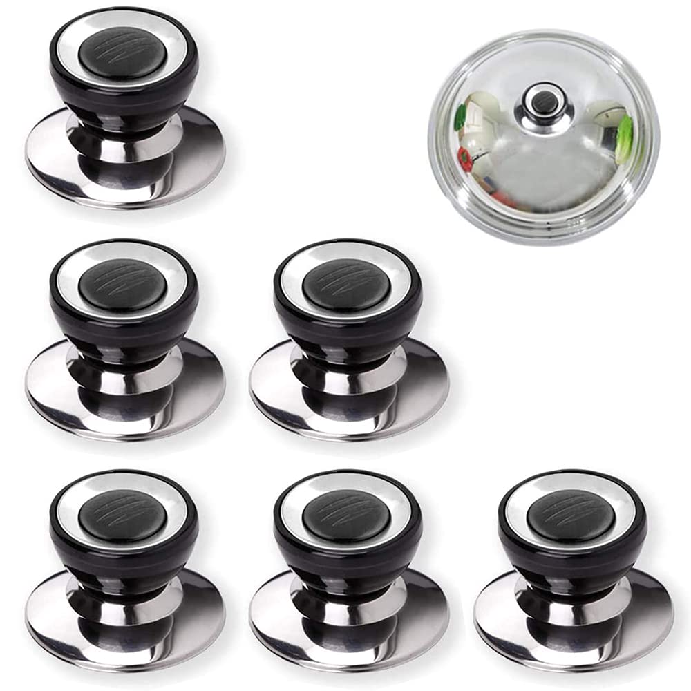 6 Pieces Kitchen Cookware Lid Handles, Pot Handles Knobs, Pan Lid Knobs, Knob Handle Cookware Lids, with 6 Screws and 6 Washers, Used for Most Pot Lid Replacement Knobs
