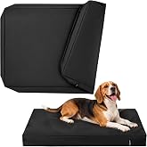 PAWFINITY Waterproof Dog Bed Cover Replacement Washable, Zipper Closure | Easy to Wipe Clean, Pet Hair Resistant, Heavy Duty Oxford, Indoor/Outdoor Use, Fit in 36 Inch Crate, Large, 34x22x3.5, Black