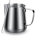 Milk Frothing Pitcher, 8.5oz / 250ml Steaming Pitcher Stainless Steel Espresso Machine Accessories for Coffee Bar, Cappuccino Barista Tools Milk Jug Steamer Frother Cup with Latte Art Pen