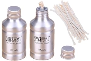 Portable Aluminum Alloy Stoves Lamp Case 100ml - 2 Pack Silver with 10 Cotton Wicks for Outdoor Hiking, Picnic, Lab Equipment