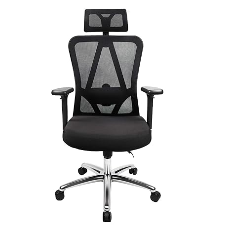 TOPVORK Bürostuhl Ergonomisch Schreibtischstuhl Einstellbar Drehstuhl Computerstuhl Chefsessel, Verstellbare Kopfstütze und A