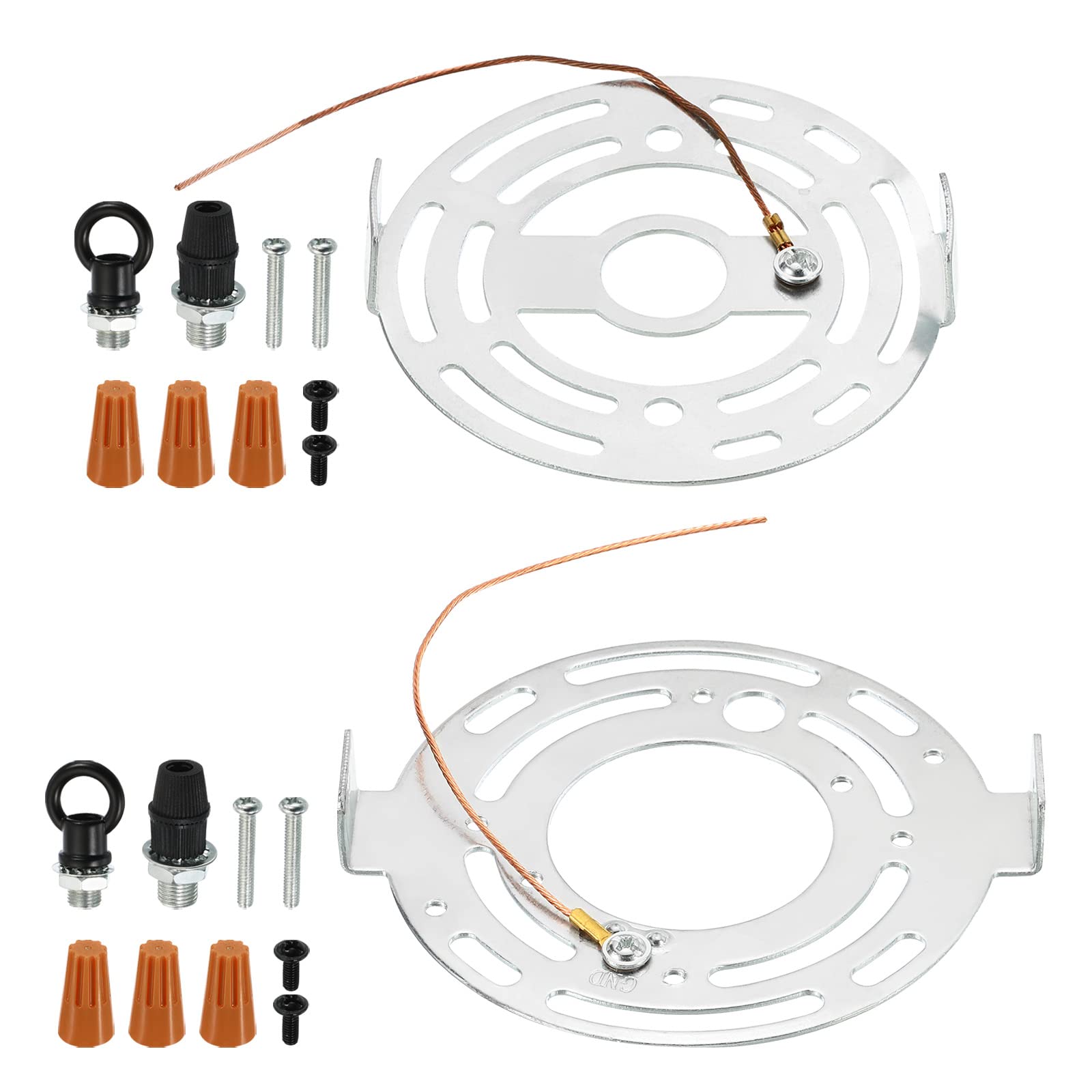 PATIKIL 95mm 115mm Round Ceiling Light Plate Kit, 1 Set Light Fixture Mounting Bracket Plate Steel Crossbar Hardware for Pendant Lamp Chandelier