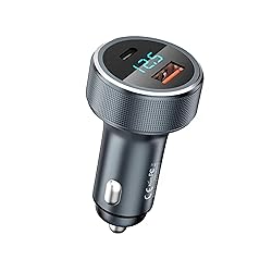 USB C Car Charger Adapter, Aluminum Shell and LED