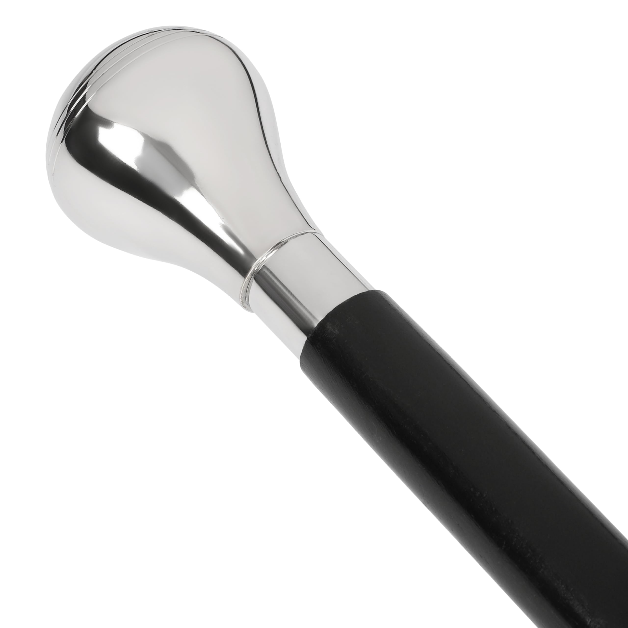 Ajuny Walking Sticks for Men Women Seniors Durable Folding Non Slip Wooden Canes Round Plain Decorative Brass Handle Silver Finish Wood Cane Hiking Poles 36 inch