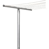 Household Essentials Steel Outdoor Clothesline T‑Post, Galvanized Single Post with Crossbar and Eyelet Screws, Silver Finish