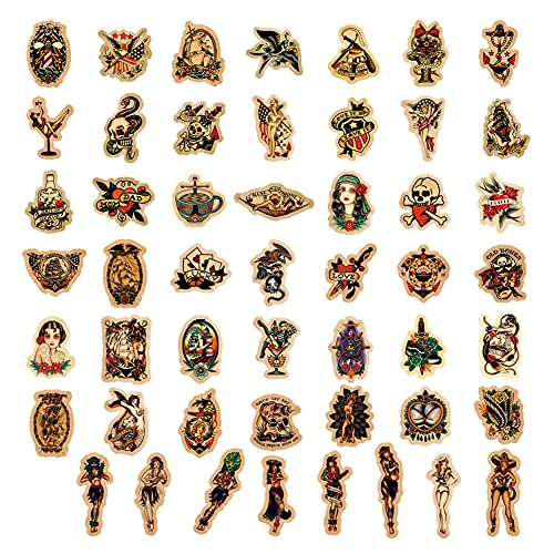 100PCS Vintage Stickers, Retro Girl Sailor Stickers Pin up Stickers Waterproof Vinyl Decals for Water Bottles Laptop Hydroflask Computer Skateboard MacBook, Trendy Decals for Teens and Adults