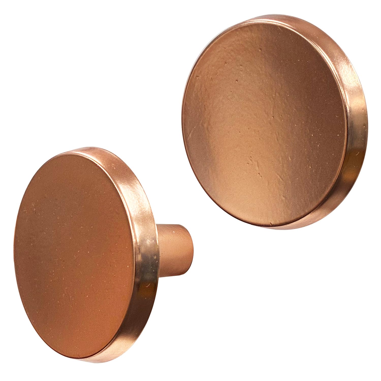 Rei Blister with 2 Round KNOBS for Furniture Made in ZAMAK Matte Rose Gold Finish MOD.774 Ø35mm