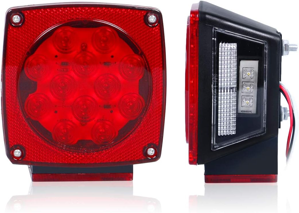 12V Led Submersible Trailer Light Stop Back up Brake Turn Signal Lights for Under 80 inches Boat, Truck, RV, Boat, Trailer and Towing Vehicle, DOT Complied Tail Lamp Assembly