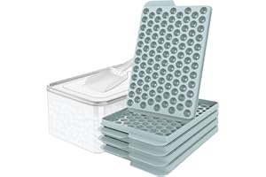 WIBIMEN Mini Ice Cube Trays,104x4PCS Small Ice Cube Tray Crushed Ice Tray for Chilled Drinks Coffee Juice(4Pack Blue Ice trays & Ice Bin & Ice Scoop)