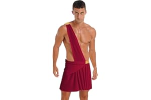 YOOJIA Men Toga Costume Ancient Greek God Ruffle Skirt Caesar Cosplay Party Roman Fancy Dress
