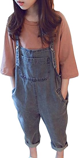 Amazon Huangshan こうさん 子供服 デニムサロペット ジュニア オーバーオール ゆったり 女の子 男の子 秋 春 夏 かわいい パンツ パンツ 通販