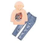 2pcs Cute Baby Girls Pink Hoodie top Fashion Ripped