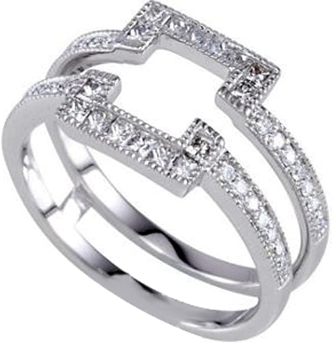 DreamJewels 14k White Gold Plated Simulated Diamonds Princess Round Cut