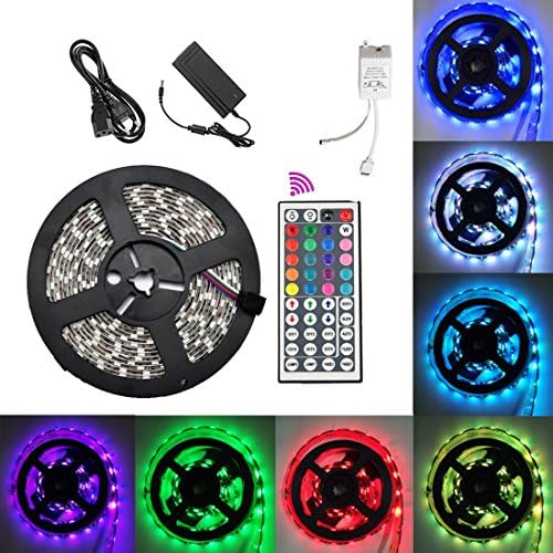 Tian Guan Waterproof 5M SMD 5050 300LEDs RGB Color Changing Flexible LED Strip Light with 44 Key Remote Control For Outdoors, Indoors, Car, Stage, Festivals, Party Decoration …