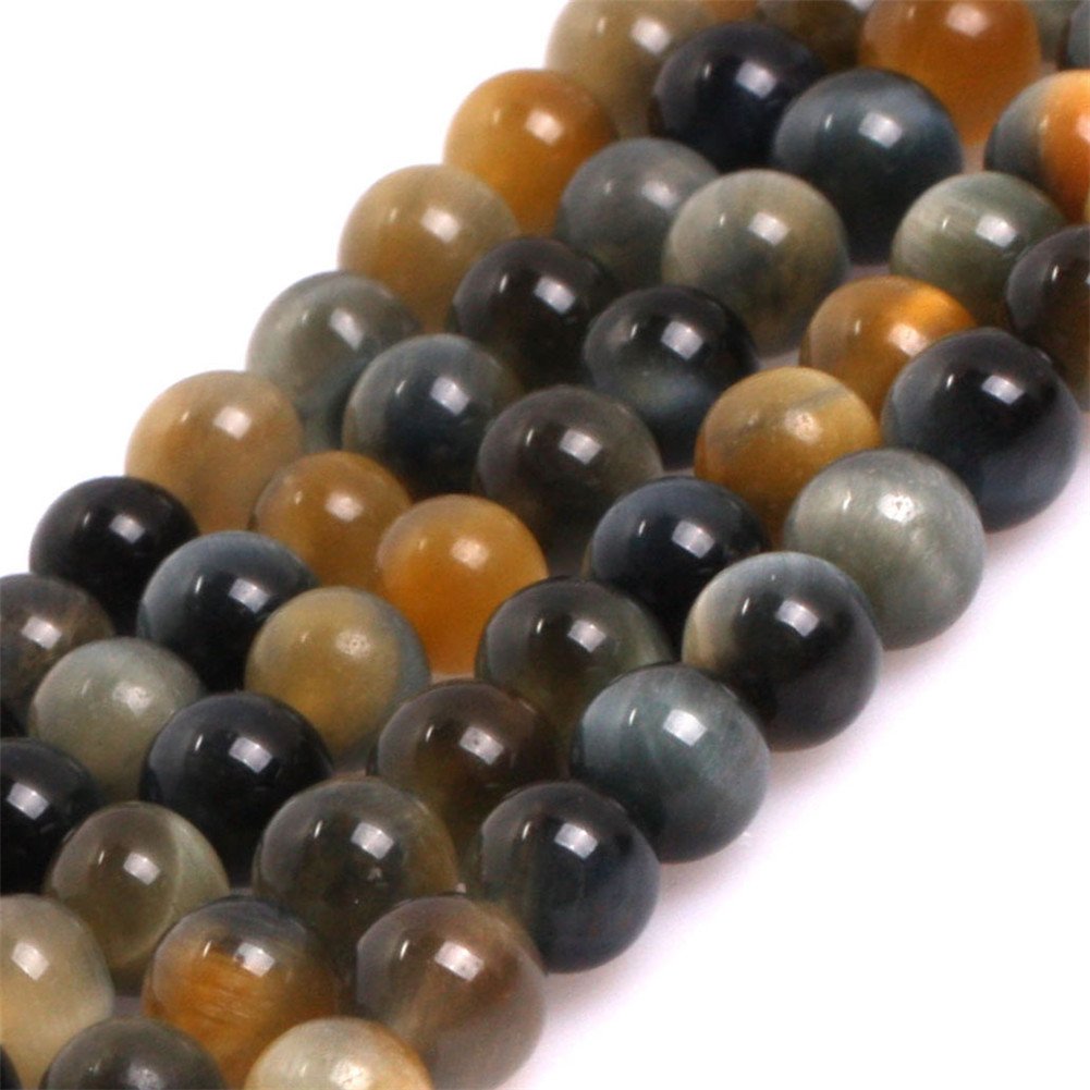 AAA Grade Natural Round Genuine Gemstone Semi Precious Stone Beads for Jewellery Making 15‘’ (Dream Lace Gold Blue Tiger eye/4MM)