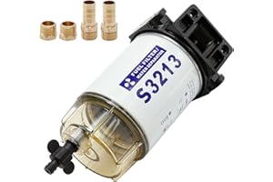 Fuel Water Separator Marine, Fuel Filter Marine with 3/8" Barb x 1/4" NPT Brass Fitting,Replacement for Outboard Motor Mercur