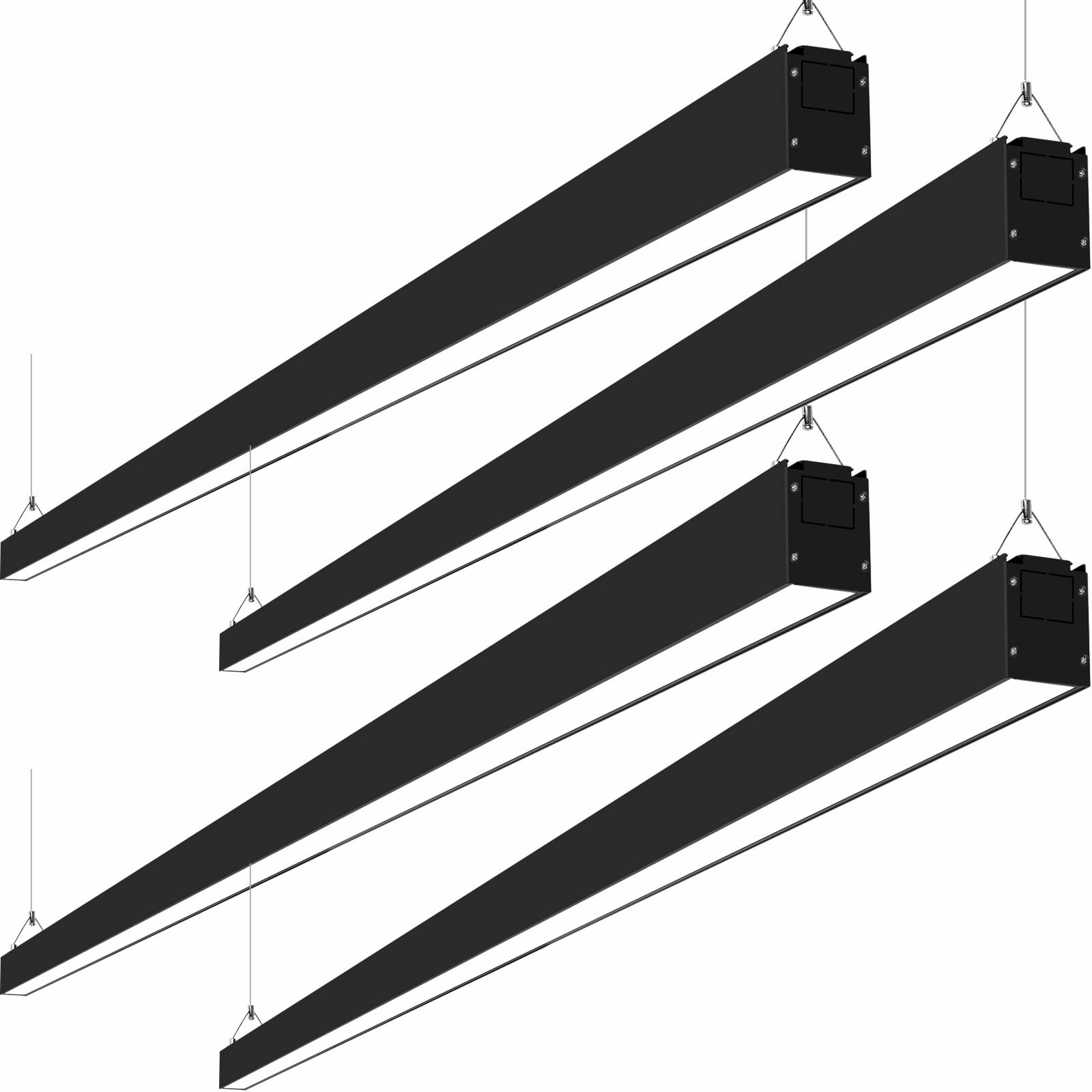 Photo 1 of hykolity 8FT Linkable LED Linear Light, 80W 9200lm 3000K/4000K/5000K CCT Selectable, 0-10V Dimmable Architectural LED Suspension Office Lighting Fixture for Market, Garage, ETL,4 Pack-Black