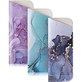 TRIUMPH VISION 3 Pack Reading Glasses Pouch - Soft Eyeglasses Bag Portable Cloth Eyewear Case