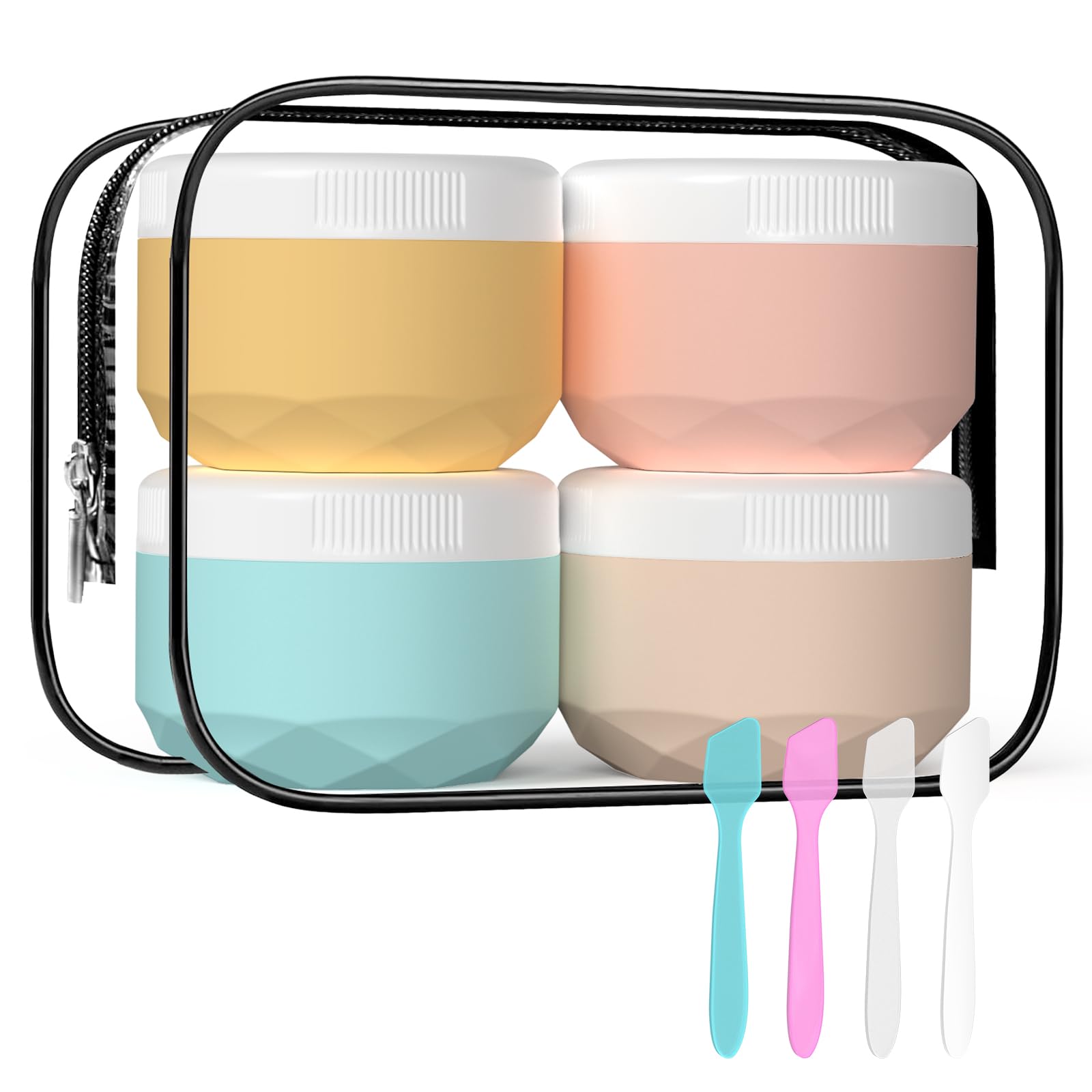 Photo 1 of Travel Containers for Toiletries, 4-Pack TSA Approved Silicone Jars (1.7oz) - BPA Free Leakproof Cosmetic Containers for Creams, Lotion, Skincare & Makeup with Bonus Waterproof Bag