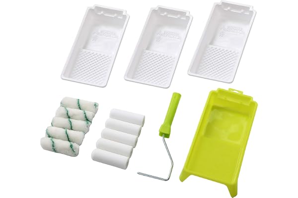 Foam Paint Roller Tray Set,4-Inch Mini Roller Cover Refills with Frame, Paint Tray, Liners, High-Density Foam Small Roller Na