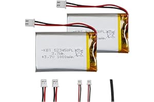 KBT KEEP BETTER TECH KBT 3.7V 1000mAh Li-Polymer Battery: 523450 Lipo Rechargeable Lithium-ion Replacement Batteries with PH 2.54 JST Connector, PH1.25/2.0 JST Connector for Replacement - 2Pack