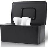 LEQXGO Baby Wipes Dispenser, Wipes Dispenser Baby Wipes Case, Baby Wipe Holder for Fresh Wipes, Non-Slip Wipes Case, Wipe Container with Sealing Design Lid (Black)