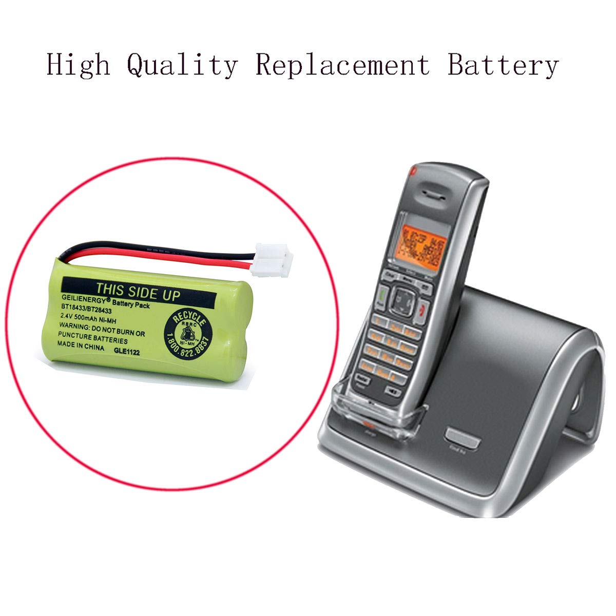 GEILIENERGY BT18433 BT28433 BT184342 BT284342 BT183348 BT283348 BT-1011 Replacement Battery Compatible for Phone CS6209 CS6219 CS6229 DS6151 89-1330-01-00 CPH-515D(Pack of 3)