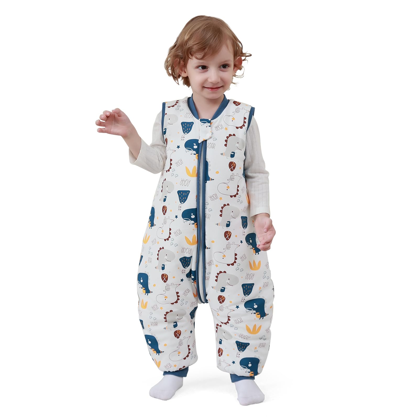 MIKAFEN Baby Winter Sleeping Bag with Feet,Cotton Kids Sleeping Bag 2.5Tog with Legs, Dinosaur 70cm/6-18months
