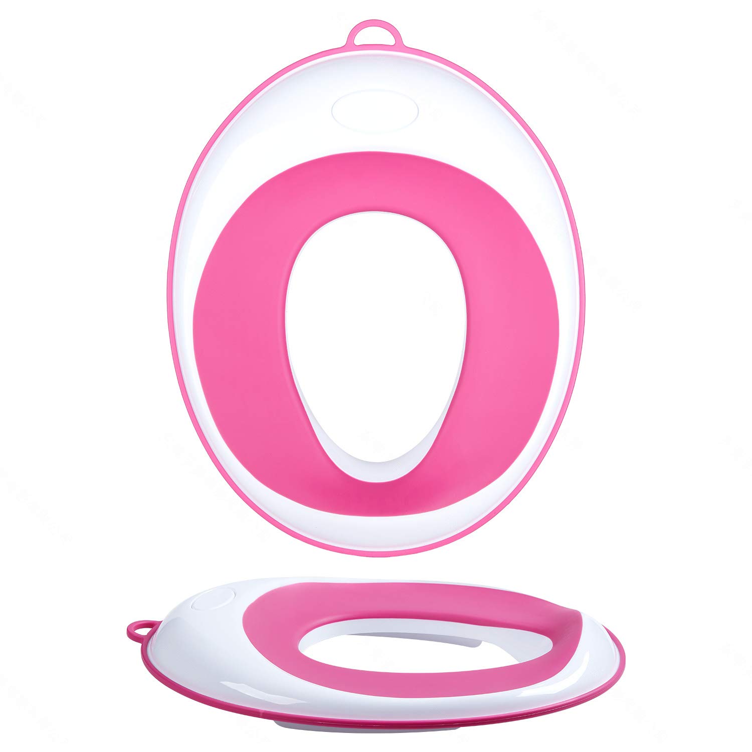 Potty Training Toilet Seat-Toddler Kids Toilet Trainer Ring for Boys or Girls -Non-Slip Surface, Storage Hook- (Pink)