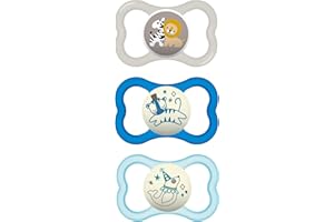 MAM Air Day & Night Baby Pacifier, for Sensitive Skin, Glows in The Dark, 3 Pack, 16+ Months, Boy